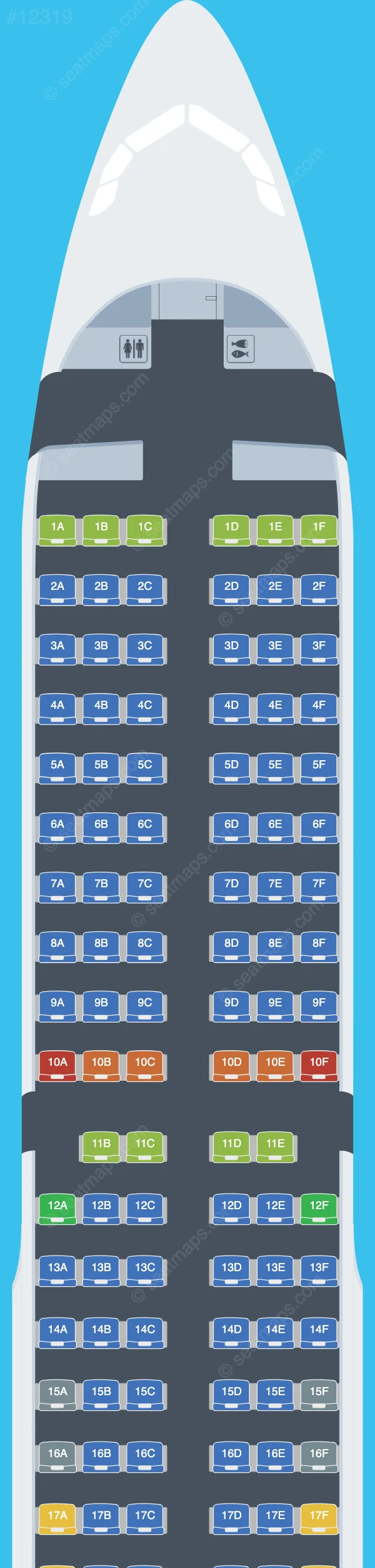 GetJet Airlines Airbus A321-200 seatmap preview