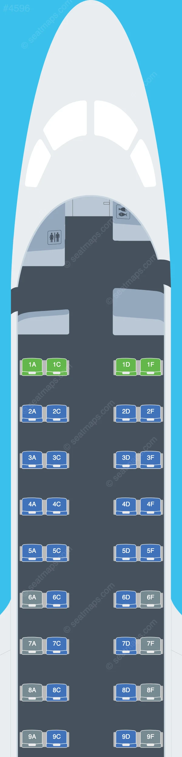 Air France Hop Embraer E170 seatmap preview