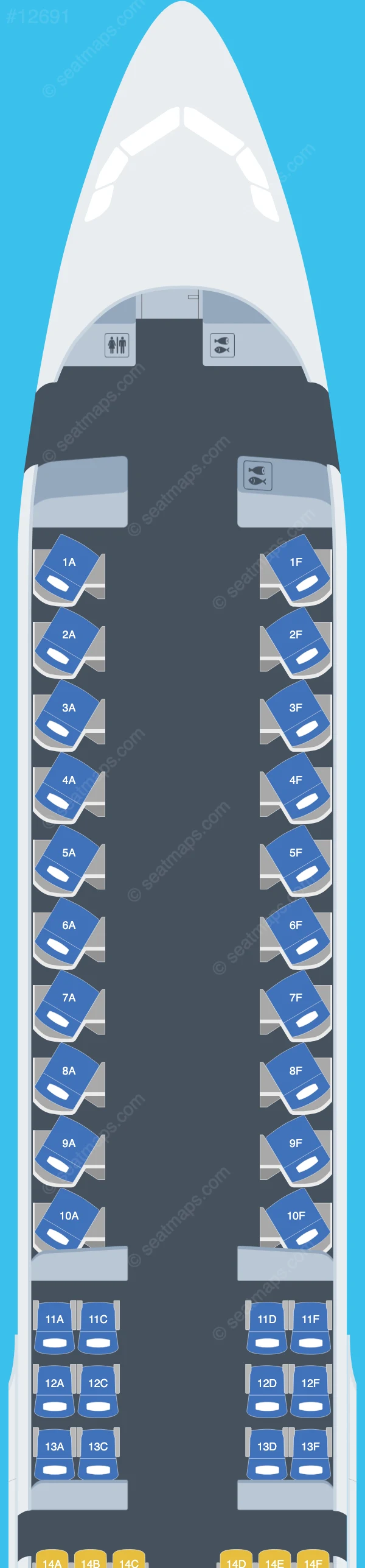 American Airlines Airbus A321neo XLR seatmap preview