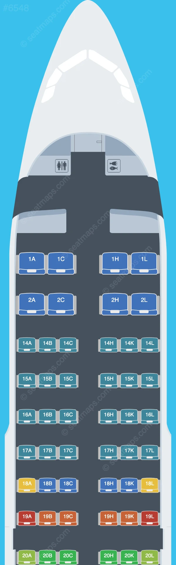 AZAL Azerbaijan Airlines Airbus A319-100 V.1 seatmap preview