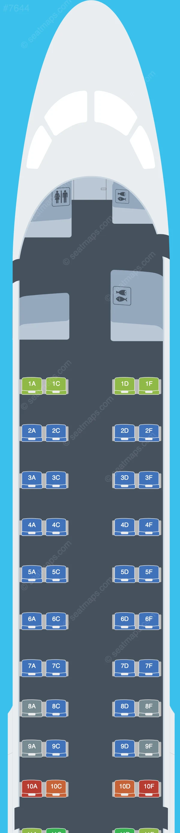 KLM Cityhopper Embraer E190 seatmap preview