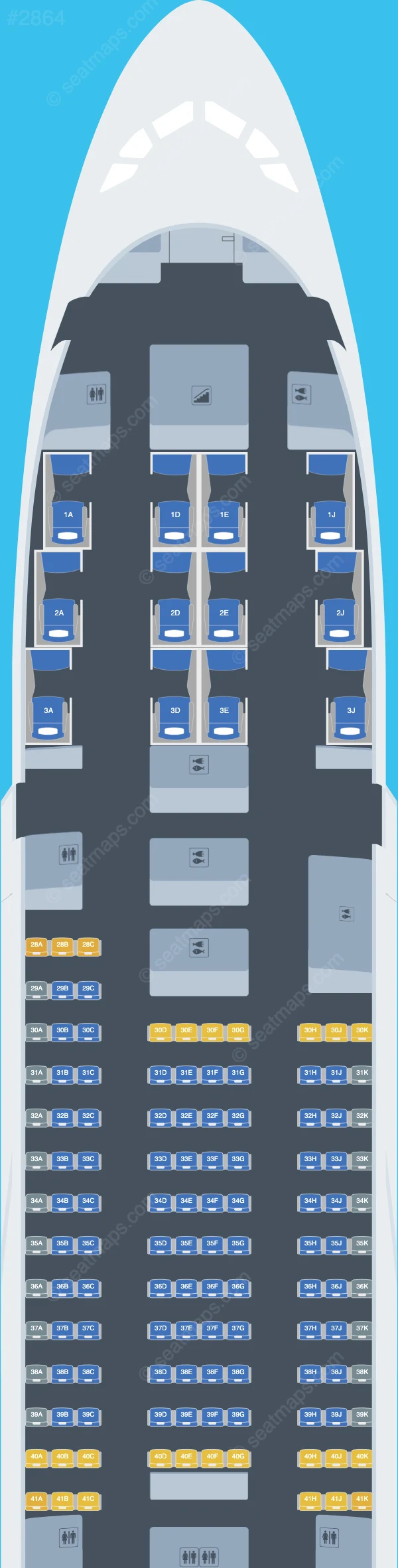 Korean Air Airbus A380-800 seatmap preview