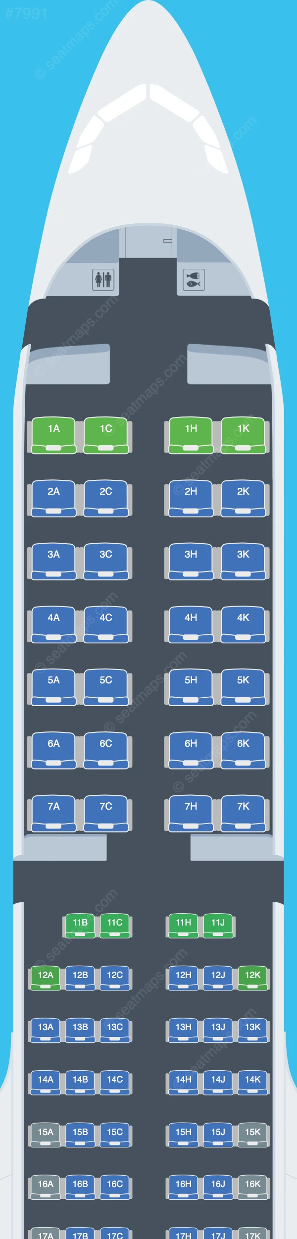 Air Astana Airbus A321neo seatmap preview