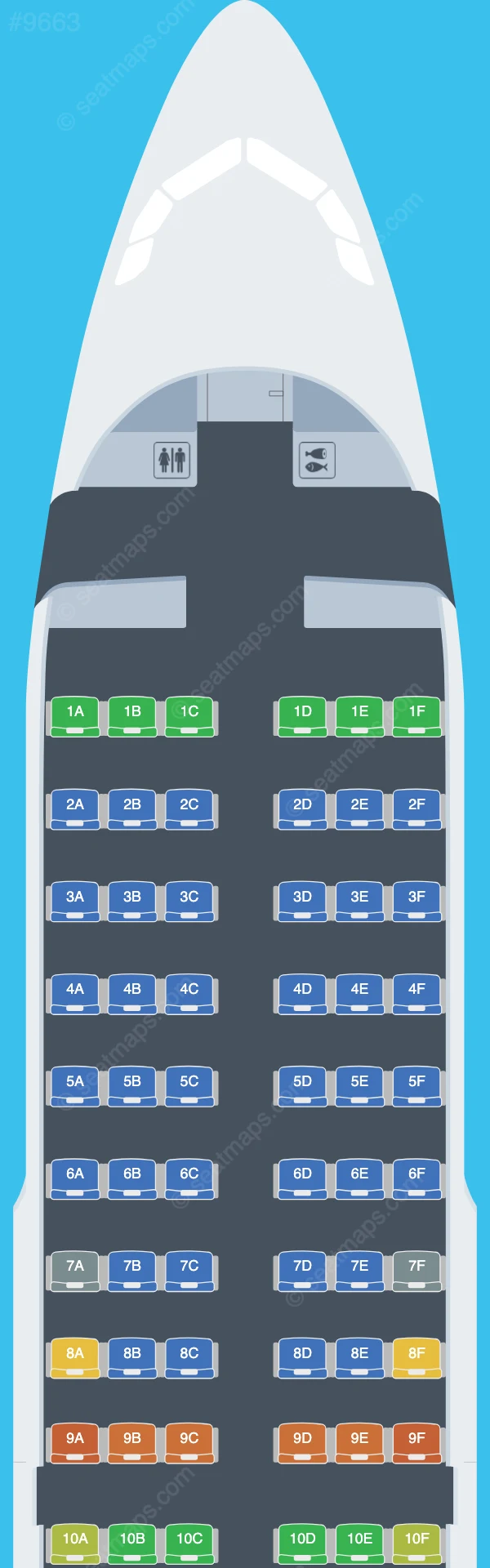 Dan Air Airbus A319-100 seatmap preview