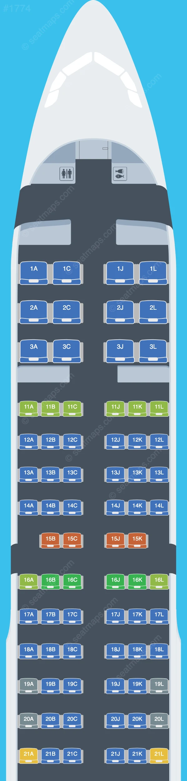 Air China Airbus A321-200 V.1 seatmap preview