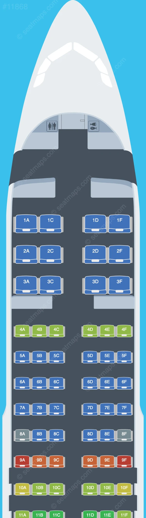 Uganda Airlines Airbus A320-200 seatmap preview