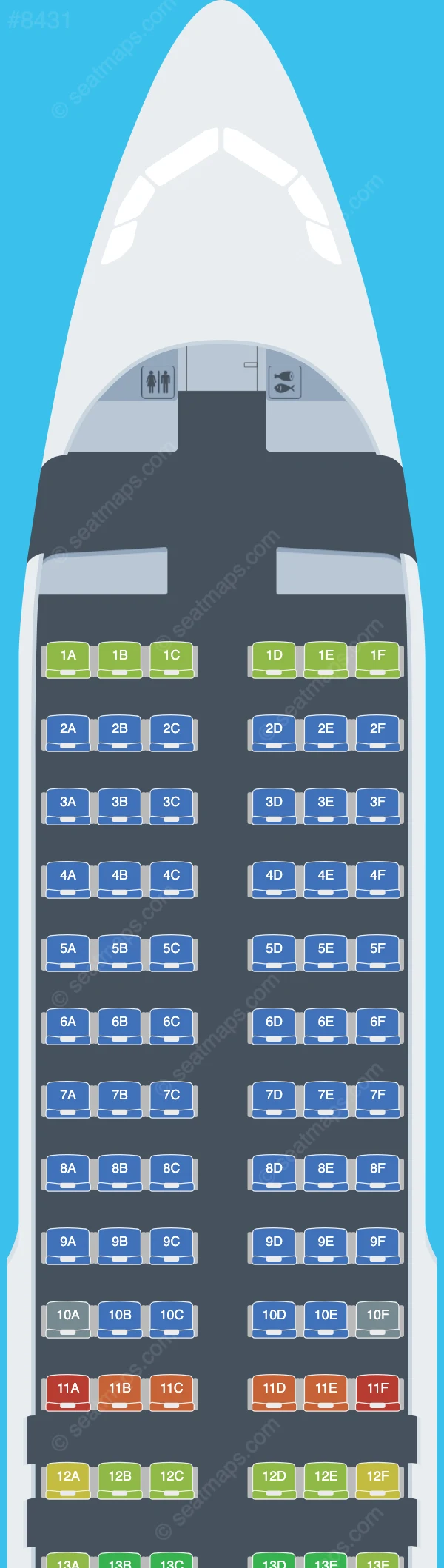 AlMasria Universal Airlines Airbus A320-200 seatmap preview