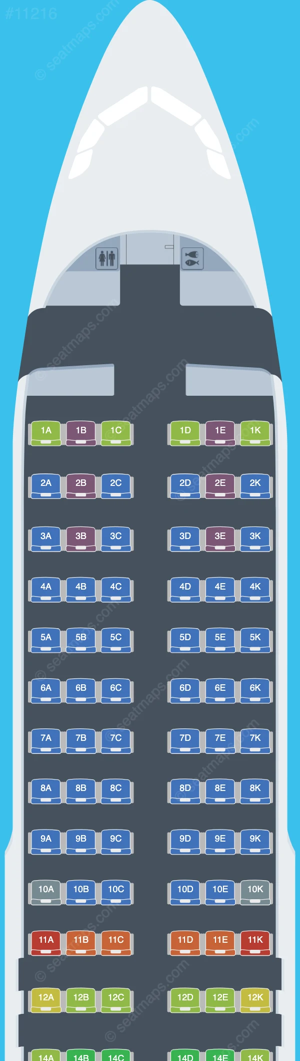 Avianca Costa Rica Airbus A320-200 seatmap preview