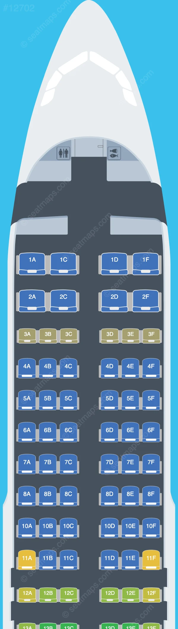 Spirit Airlines Airbus A320-200 V.2 seatmap preview