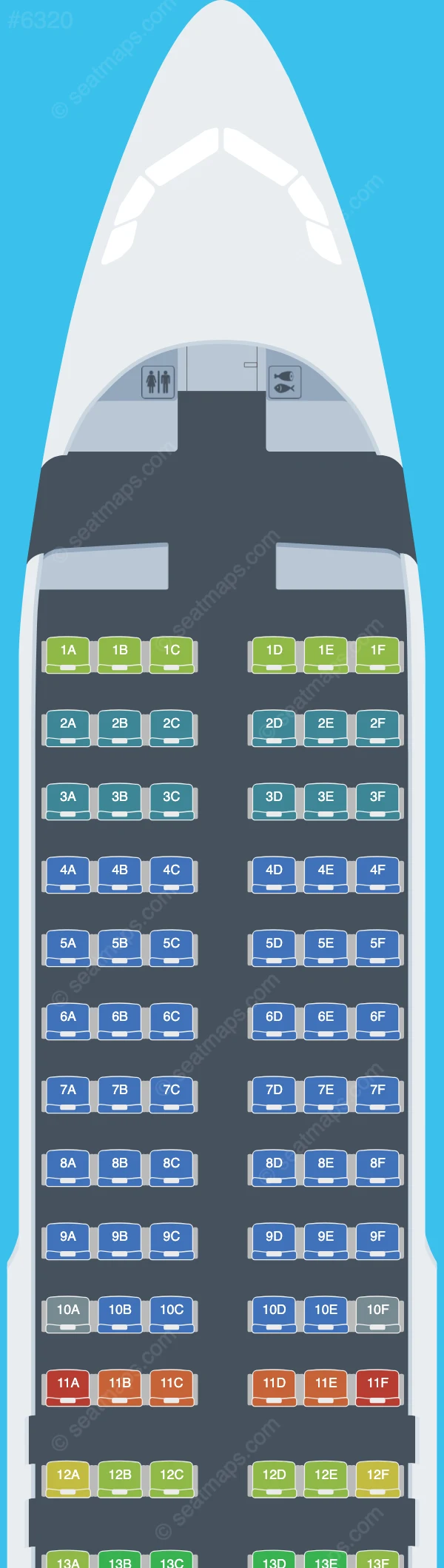 Volaris Airbus A320neo seatmap preview