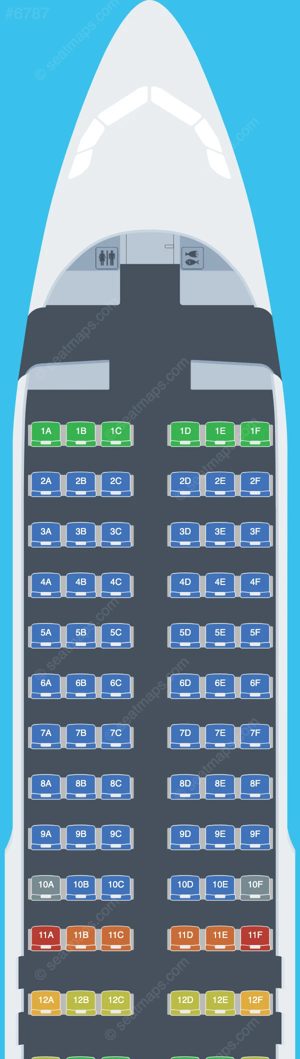 Aruba Airlines Airbus A320-200 seatmap preview