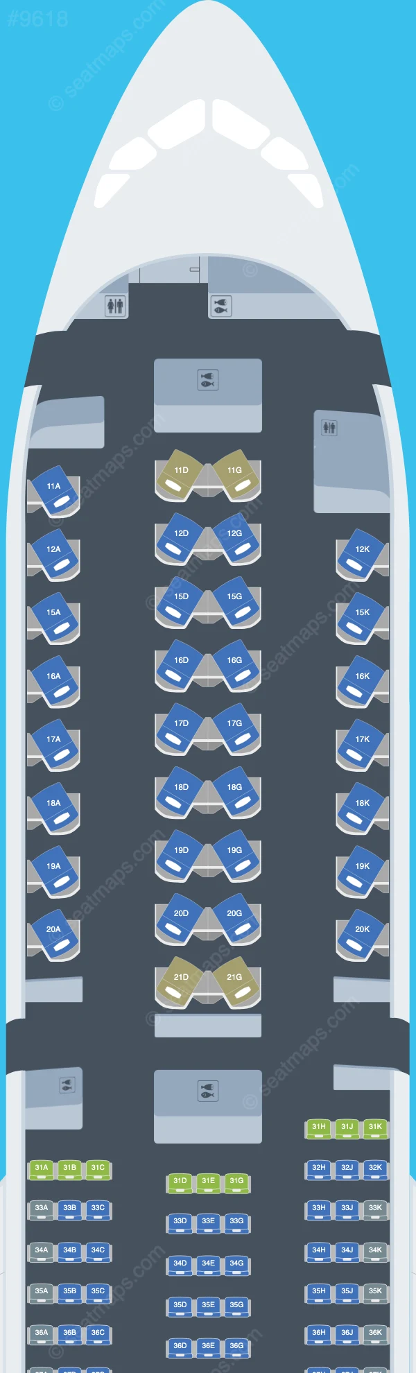 Fiji Airways Airbus A350-900 seatmap preview
