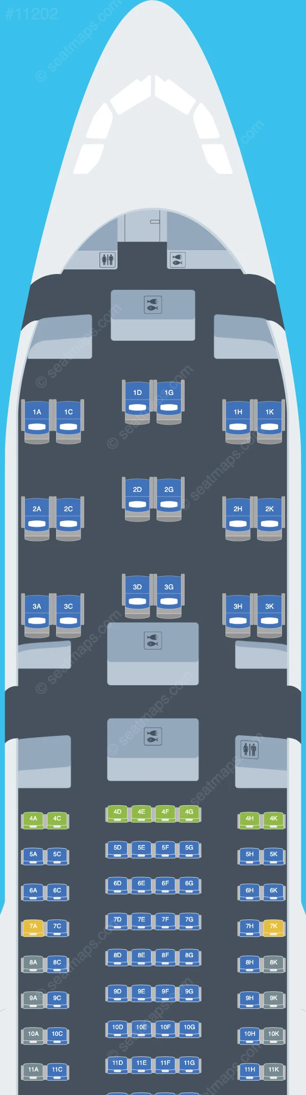 Uzbekistan Airways Airbus A330-200 seatmap preview
